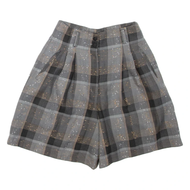 EMIS Womens Casual Shorts Grey Check XS W26