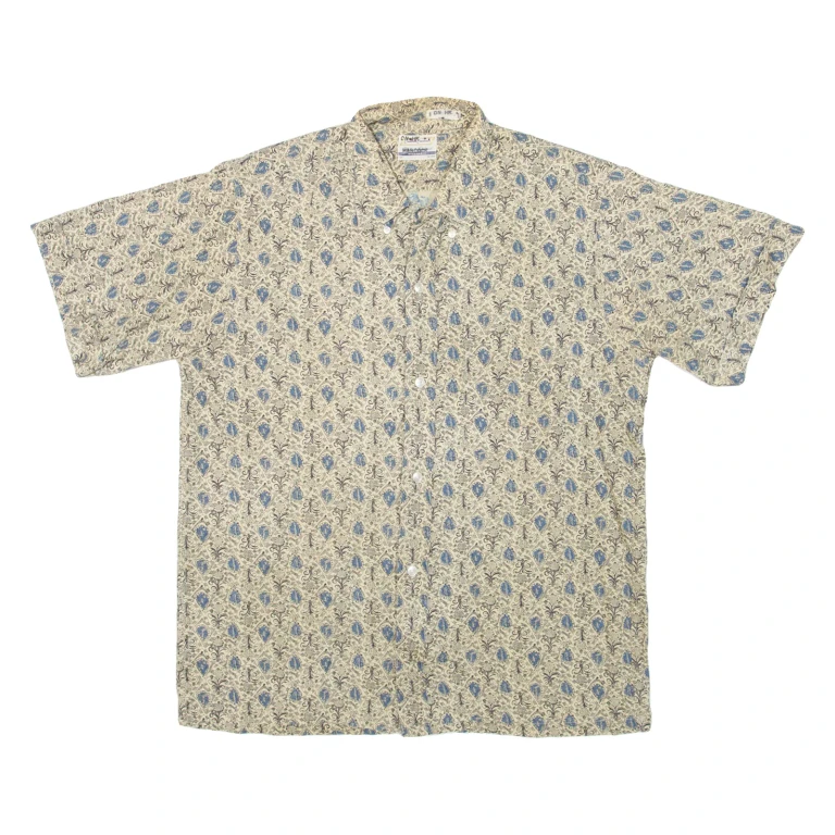 Mens Shirt Beige Crazy Pattern M