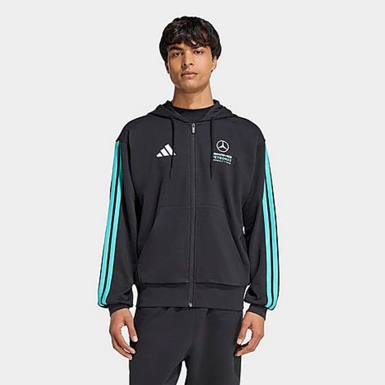 Men's Mercedes-AMG Petronas F1 Team DNA Full-Zip Hoodie in Black/Semi Mint Rush Size: XS
