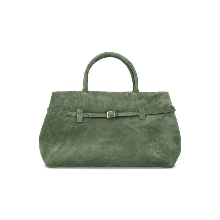 Le Cambon 35 Green Suede Bag Velvet Calf Leather Tote