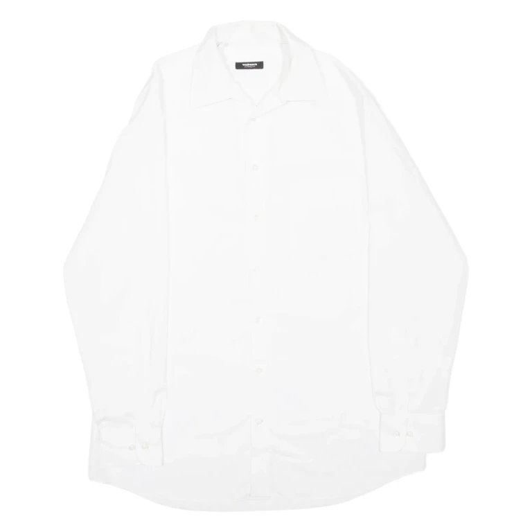 WALBUSCH Mens Plain Shirt White Long Sleeve L