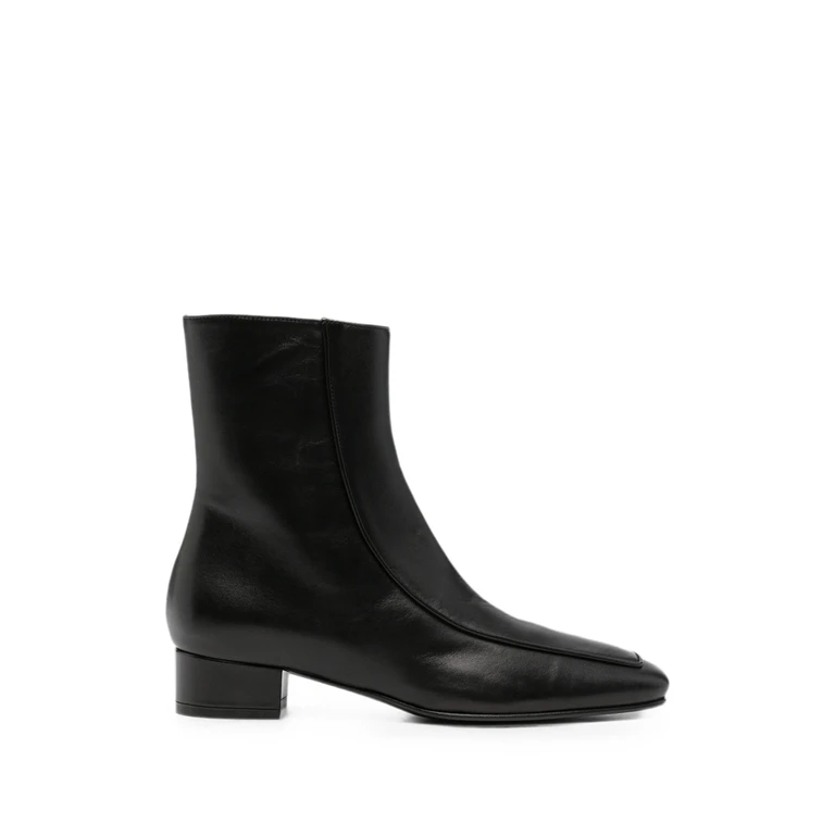 Shadow Ban Square-toe Leather Ankle Boots
