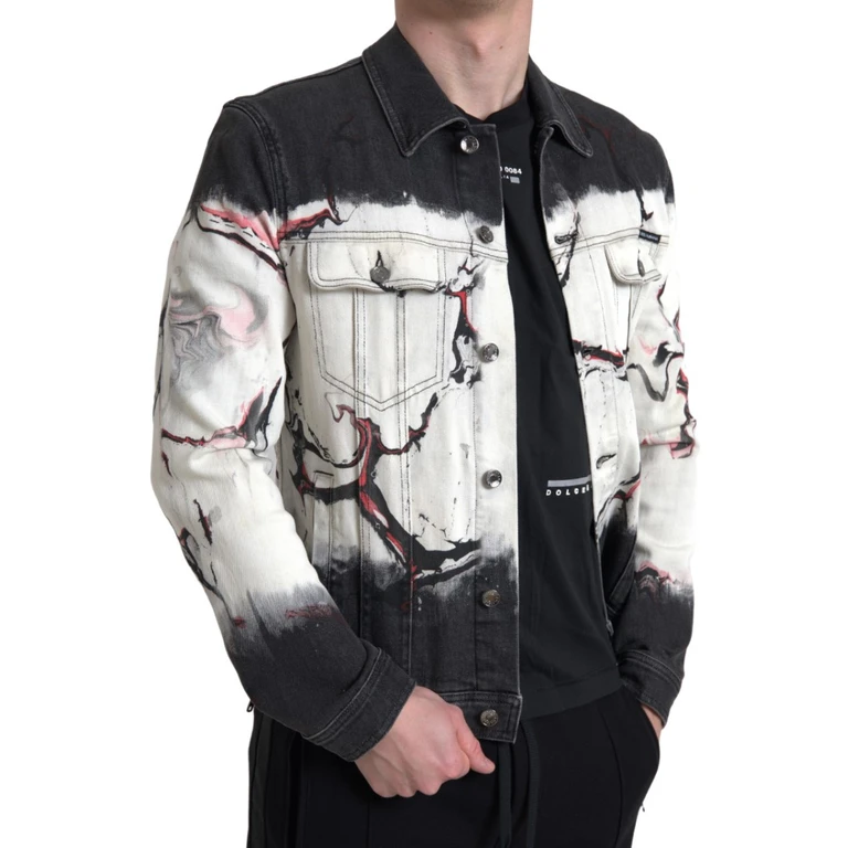 Multicolor Cotton Collared Denim Jacket Elastane Clothing - Men