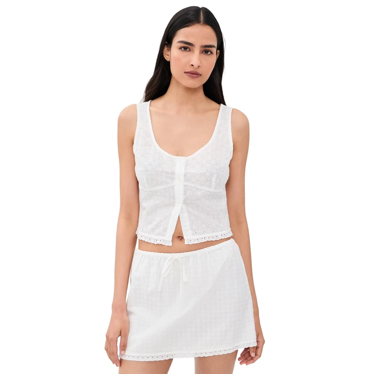 Good American The Eyelet Top White001 S