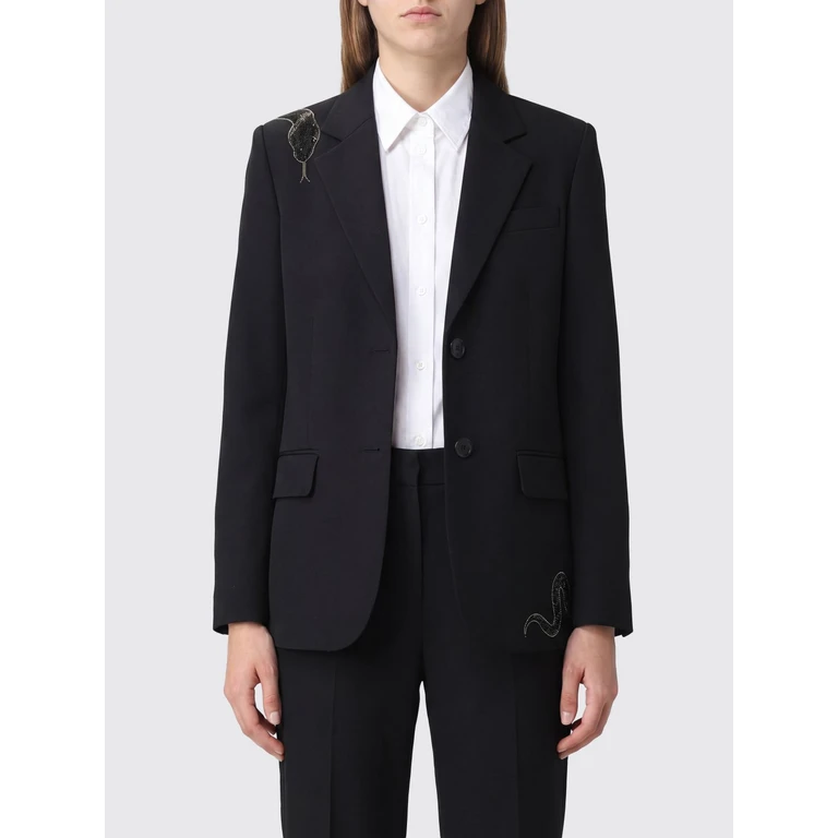 Single-Breasted Blazer with Snake Print and Rhinestones (WWBL01991011)