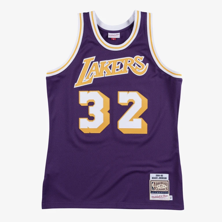 Men's NBA Authentic Jersey Lakers Magic Johnson 84
