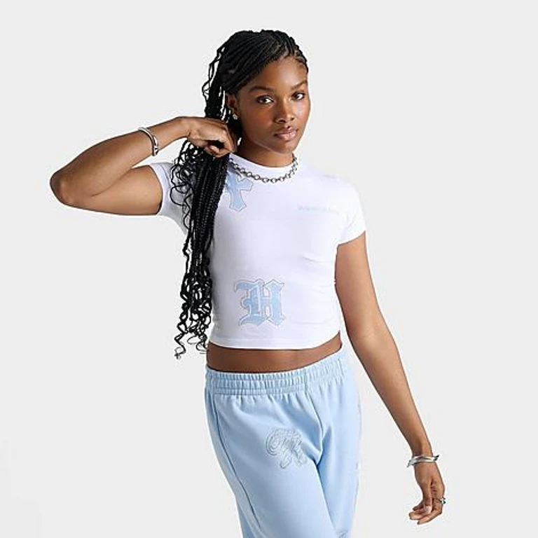 Women's Scarlet Fitted T-Shirt in White/Clear Sky Size: XS