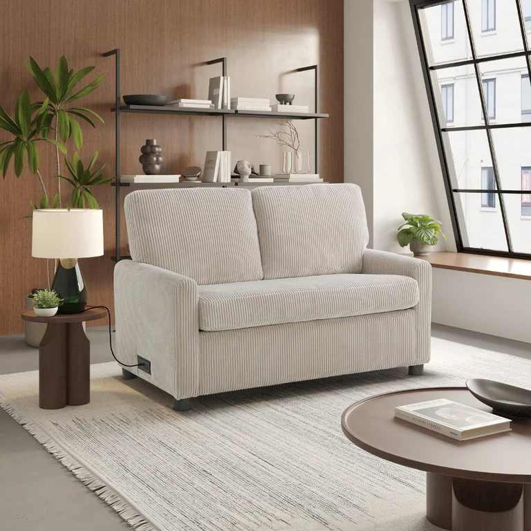 Serta Lindzee Beige Loveseat Pull-Out Sleeper