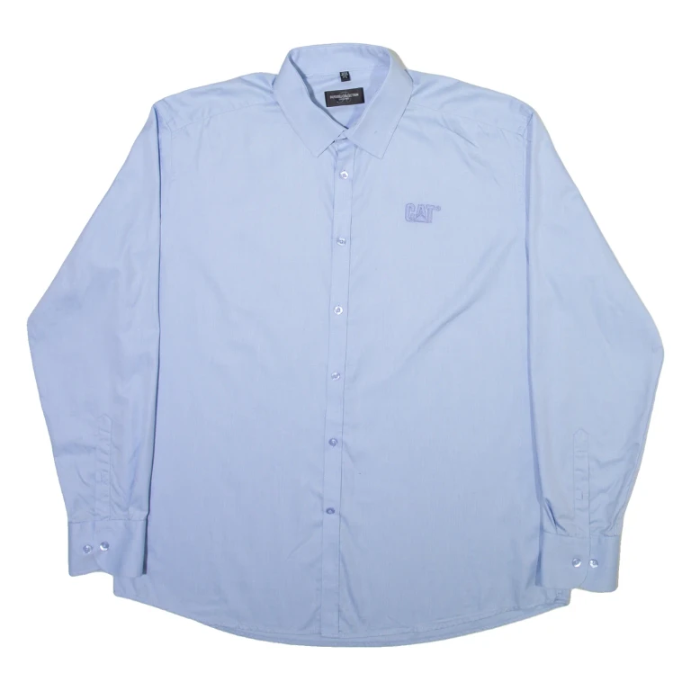 RUSSELL COLLECTION Cat Mens Plain Shirt Blue Long Sleeve M