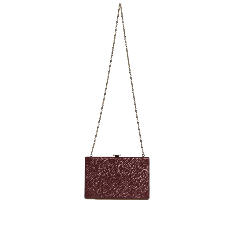 Dolce & Gabbana Maroon Leather Clutch Evening Crossbody Bag - Women