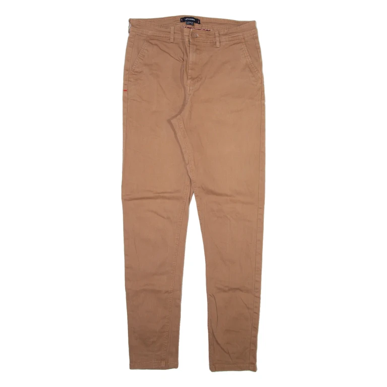 KANGOL Mens Trousers Brown Slim Straight W30 L30