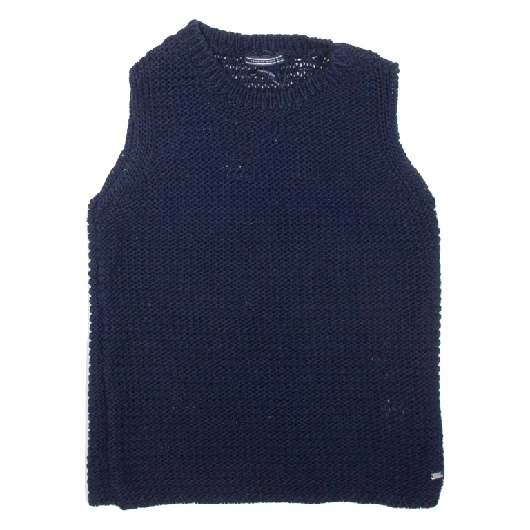 TOMMY HILFIGER Womens Jumper Blue Chunky Knit Sleeveless XS