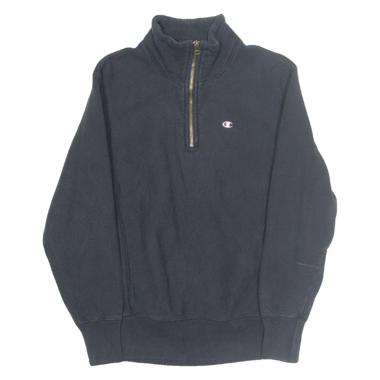 CHAMPION REVERSE WEAVE Mens Sweatshirt Black 1/4 Zip S