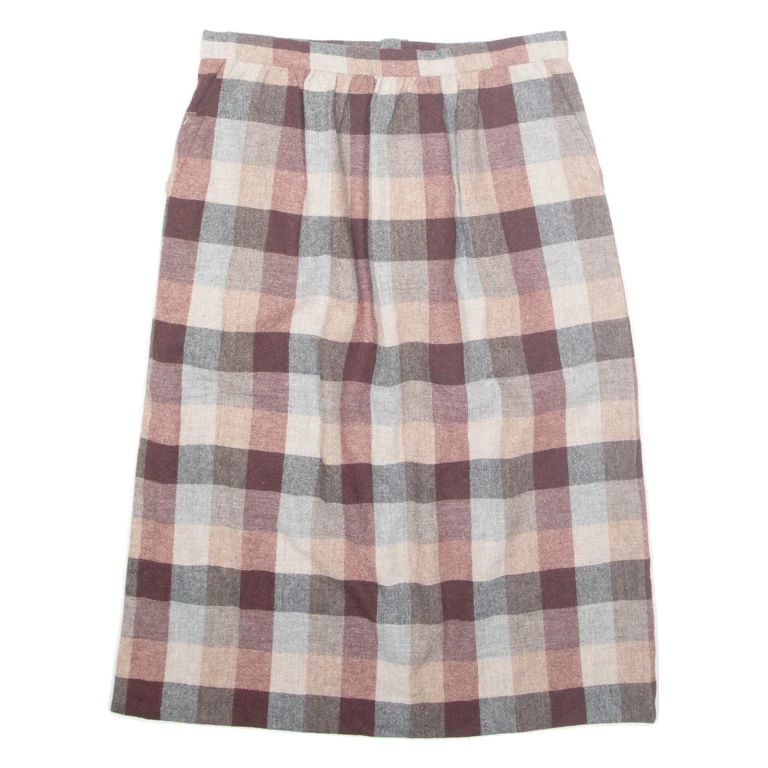 Womens Straight Skirt Red Midi Wool Gingham M