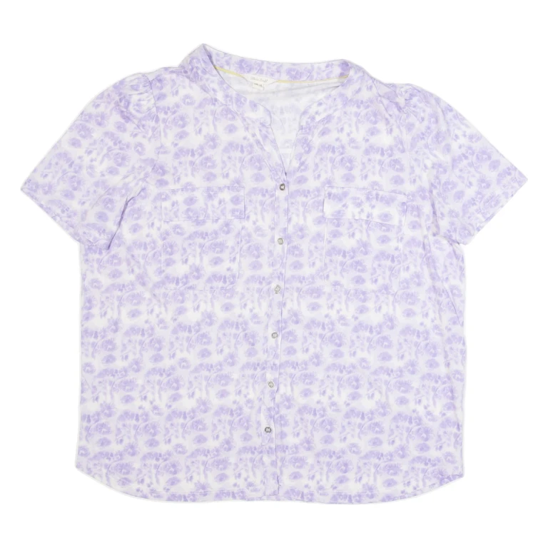 WHITE STUFF Womens Printed Shirt Purple V-Neck UK 16