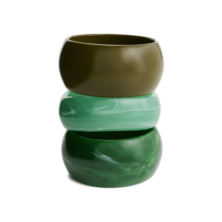 By Adina Eden Gradient Resin Bangle Set Green One Size