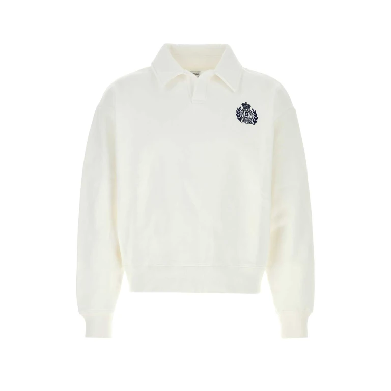 Sporty & Rich White Cotton Polo Shirt Whitenavy Exterior - Men