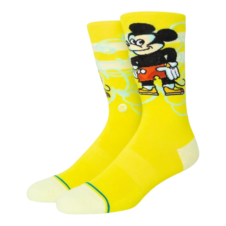 x Dillon Froelich Mickey Men Crew Socks Lime Yellow