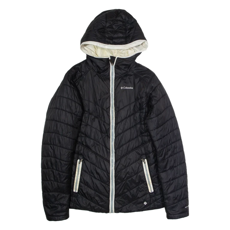 COLUMBIA Womens Puffer Jacket Black Nylon Hooded S
