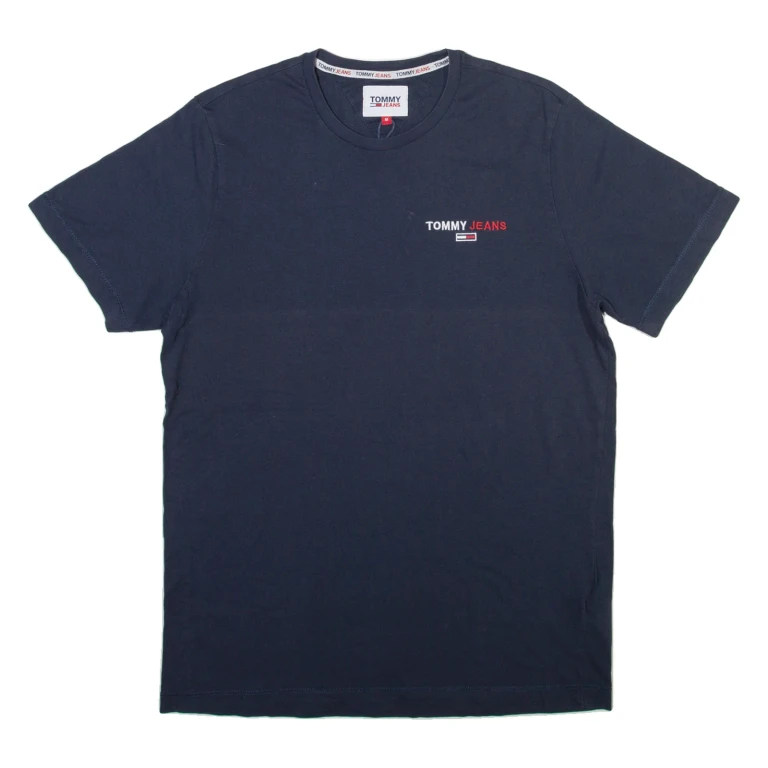 TOMMY JEANS Mens T-Shirt Blue Crew Neck M