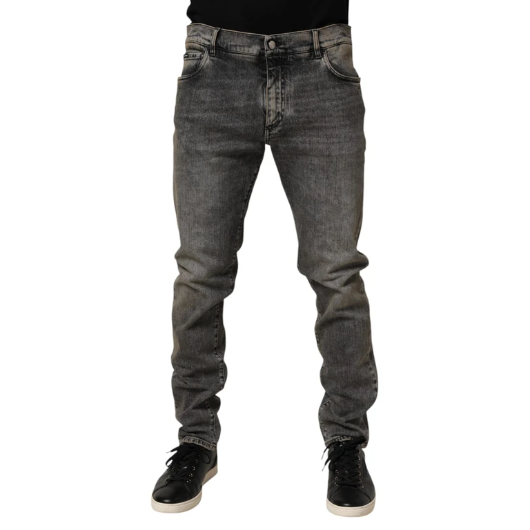Dolce & Gabbana Gray Cotton Stretch Slim Fit Men Denim Jeans Co+02 Clothing - Men