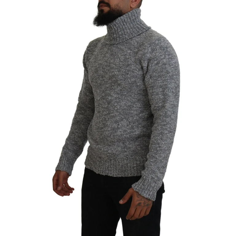 Dolce & Gabbana Gray Wool Knit Turtleneck Pullover Sweater Clothing - Men