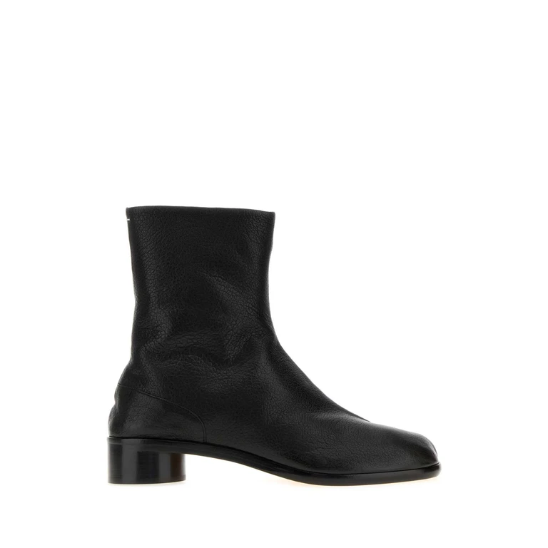 Black Leather Tabi Ankle Boots Stivali - Men