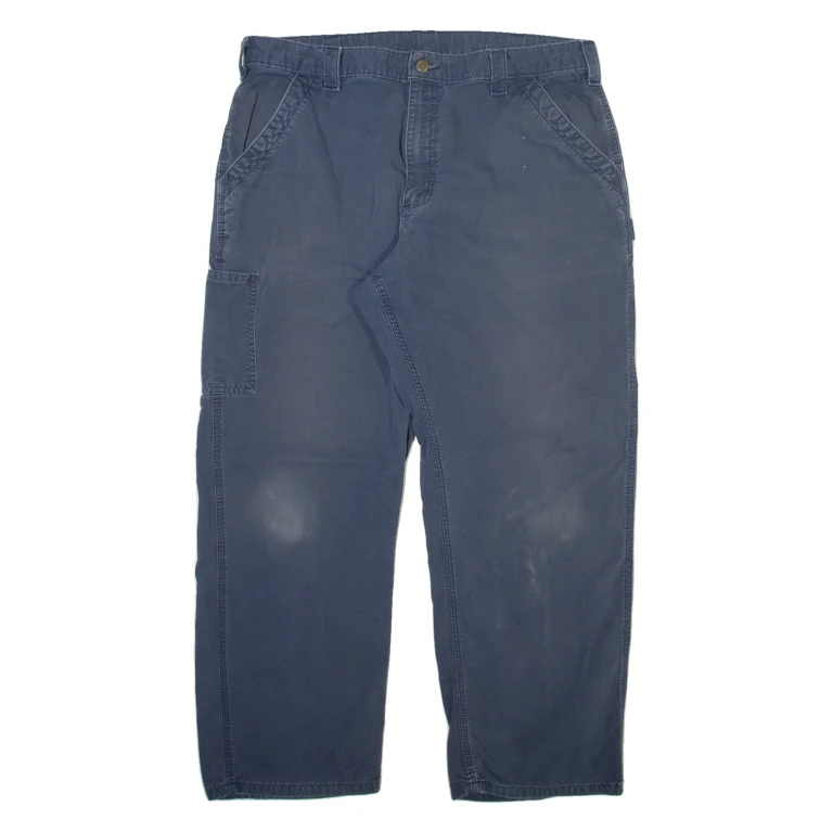 CARHARTT Carpenter Mens Trousers Blue Relaxed Straight W38 L30