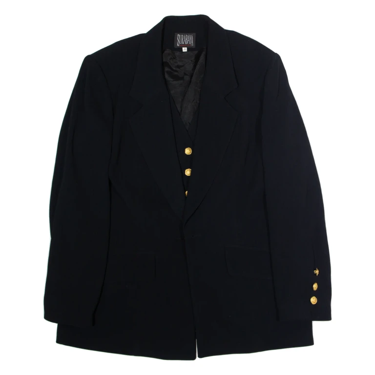 SURABAYA Mens Blazer Jacket Black 90s S