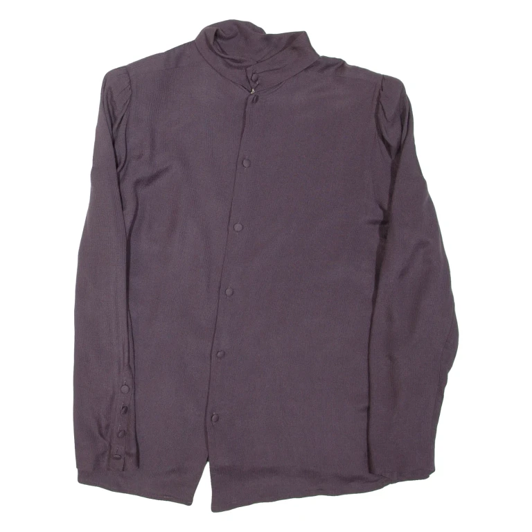 Womens Blouse Purple High Neck Long Sleeve L