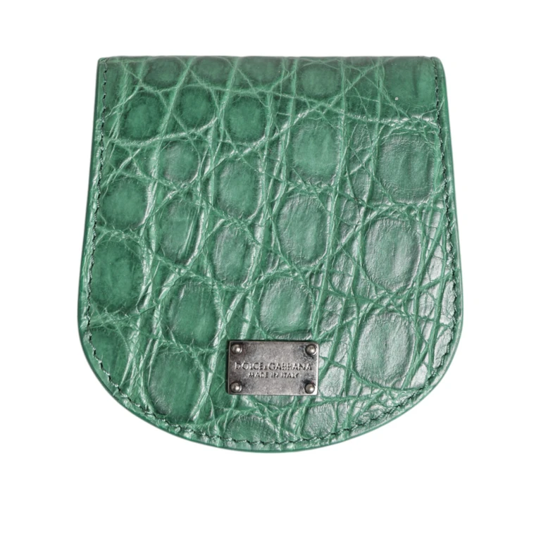 Green Exotic Skin Coin Condom Case Holder Pocket Wallet Caiman Leather - Men