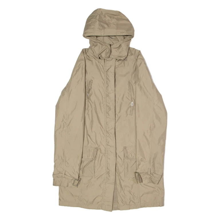 BOGNER Womens Parka Coat Beige Canvas Nylon UK 8