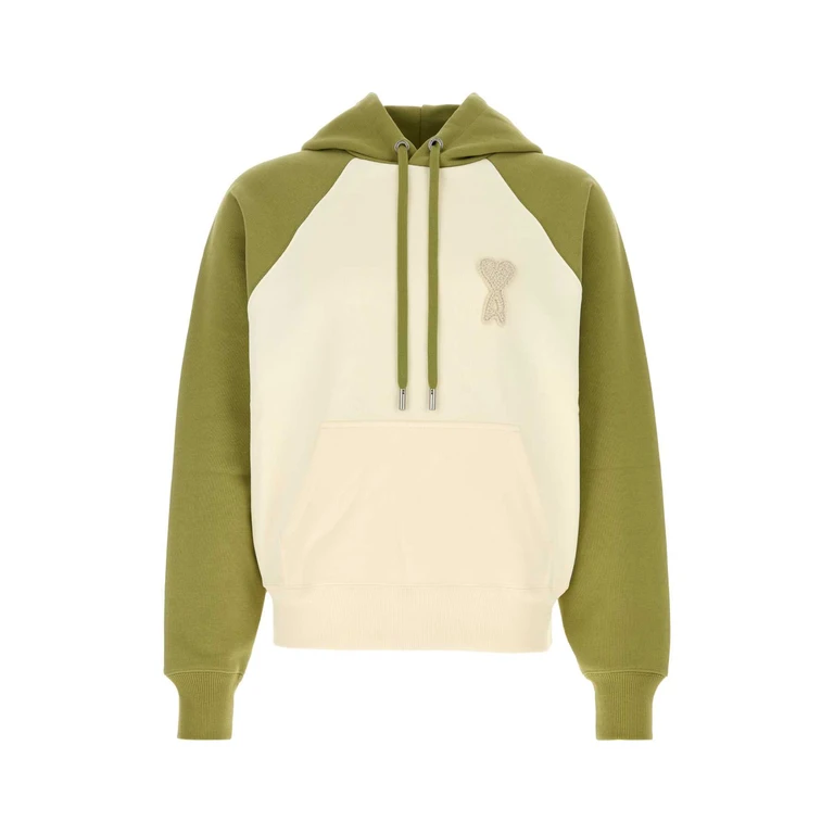 AMI Paris Usw782747 A041 Blanccremematcha Exterior: Cotton Felpe