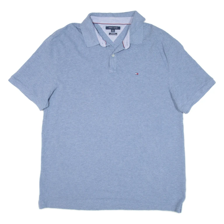 TOMMY HILFIGER Custom Fit Mens Polo Shirt Blue 2XL