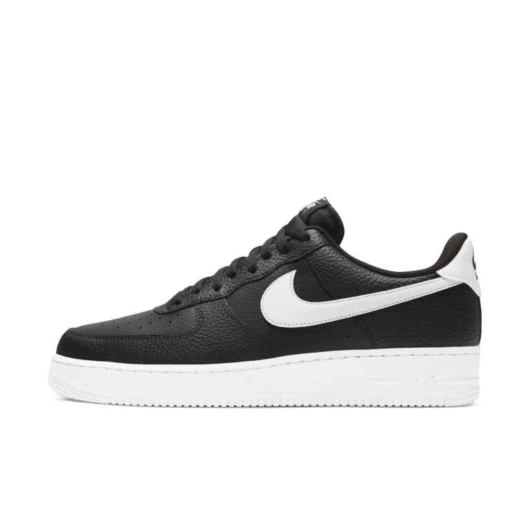 Men's Air Force 1 Low '07 'Black White Pebbled Leather' Sneakers