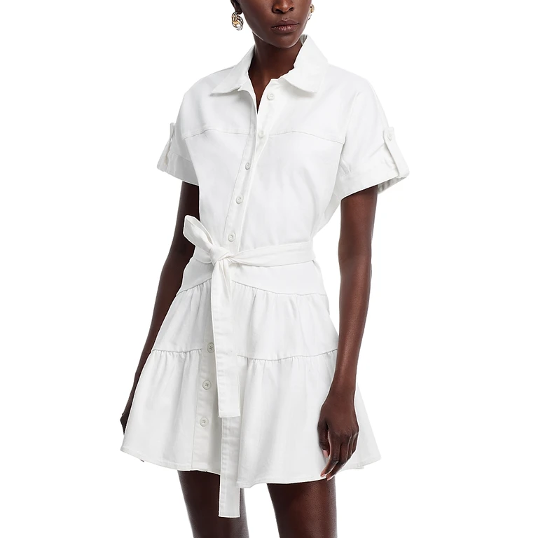 Area Stars Belted Short Sleeve Shirtdress