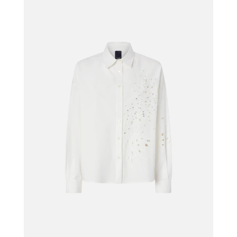 Pinko - Chemise avec broderie anglaise et cristaux - S