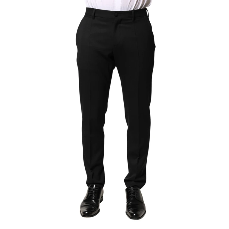Dolce & Gabbana Black Wool Mid Waist Men Dress Trousers Pants 02+wv - Men