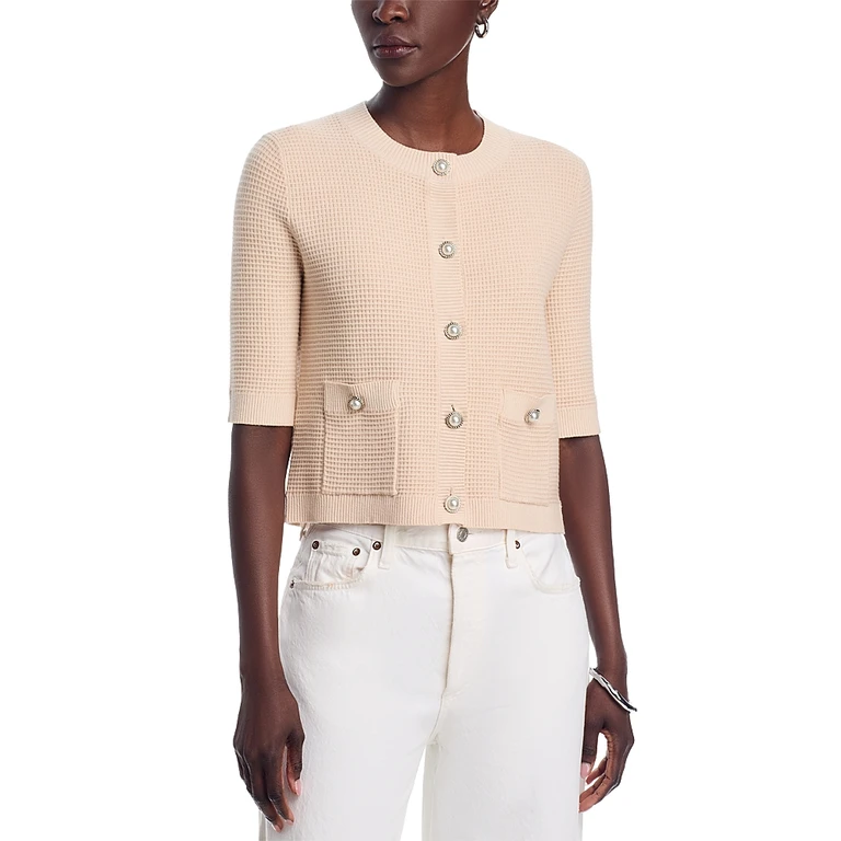 Sioni Waffle Knit Button Front Sweater