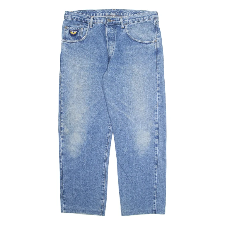 AVIREX Mens Jeans Blue Regular Straight Stone Wash W34 L28
