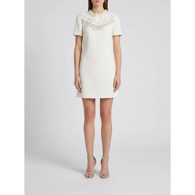 A-Line Silk Mini Dress with All-Over Bows and Rhinestones (8B3VAHG61CFA03)