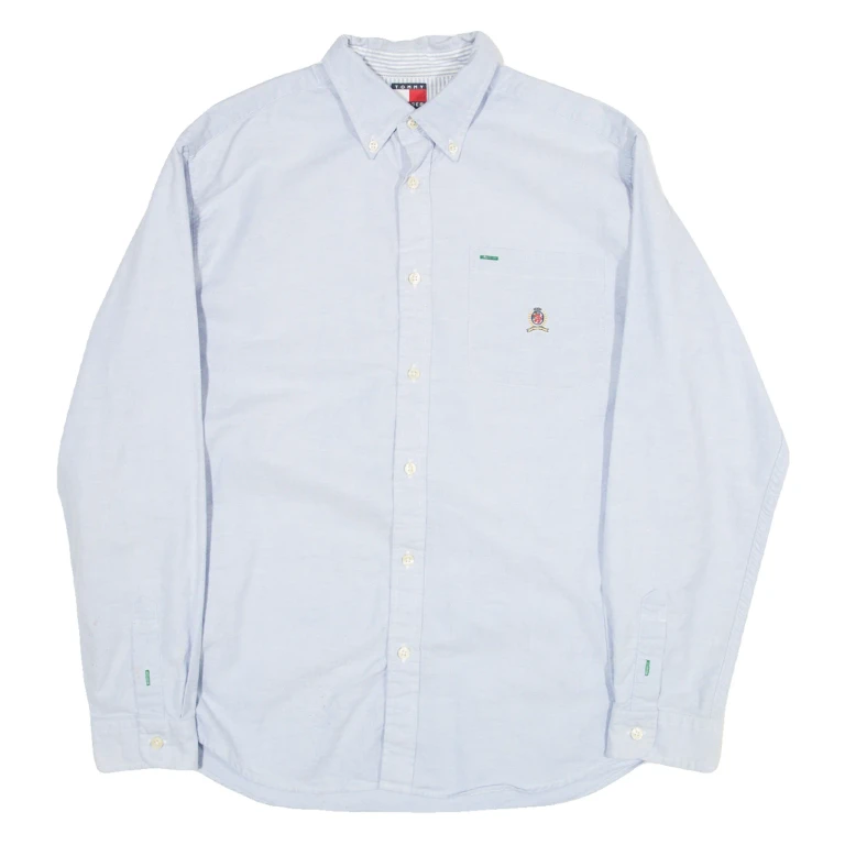 TOMMY HILFIGER Mens Plain Shirt Blue Long Sleeve XL