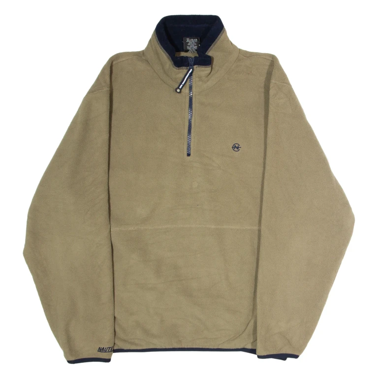 NAUTICA Mens Fleece Green 1/4 Zip L