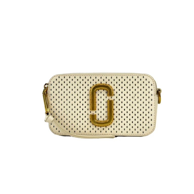 Marc Jacobs The Snapshot Perforated Crossbody Bag Gold Leather - Women