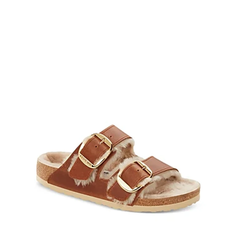 Unisex Arizona Big Buckle Shearling Oiled Leather Cognac