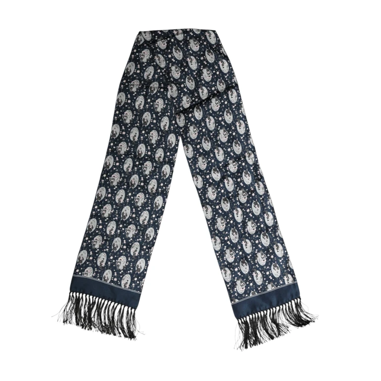Dolce & Gabbana Navy Blue Silk Neck Wrap Shawl Men Scarf - Men