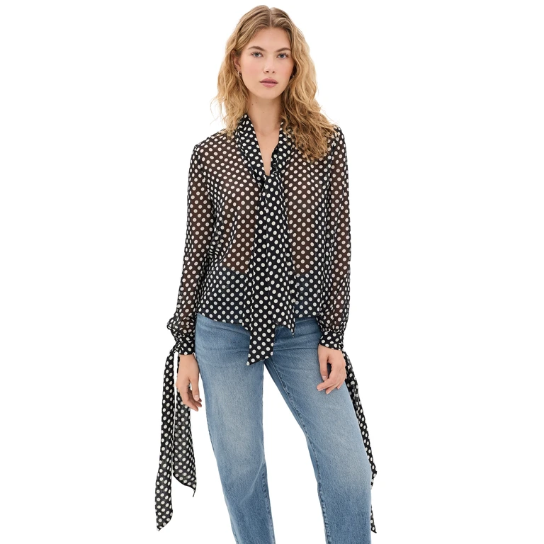 The Polka Dot Nouvelle Blouse Black multi S