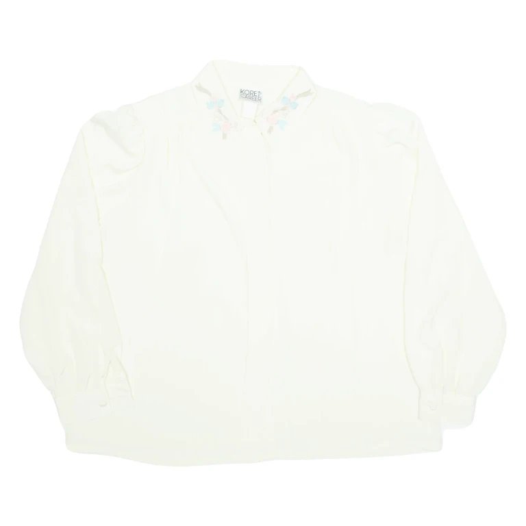 KORET CAREER Womens Shirt Cream Collared Long Sleeve L