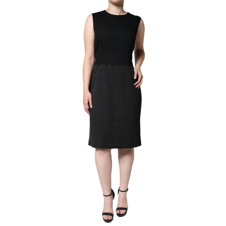 Dolce & Gabbana Black Cotton Sheath Knee Length Dress - Women