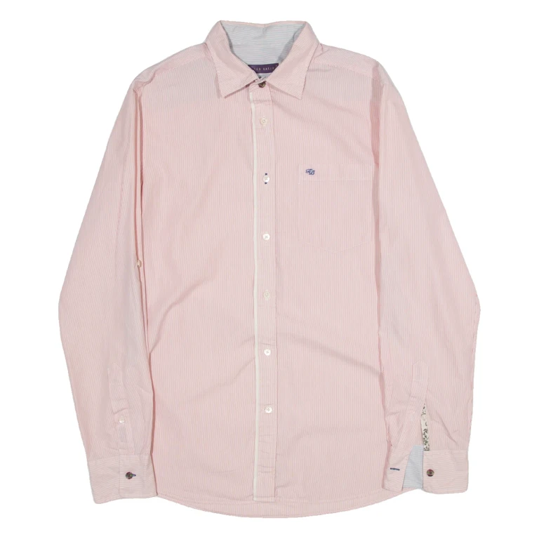 TED BAKER Mens Shirt Pink Striped Long Sleeve M